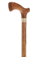Elegant Fritz Oak Cane w/ Embossed Brass Collar American Oak Canes - Tophatter Daily Deals