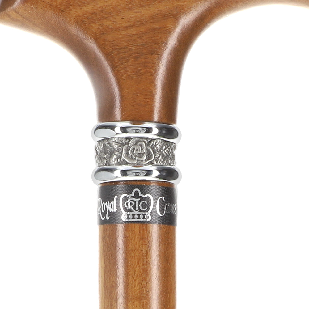 Genuine Afromosia Fritz Cane - Intricate Pewter Collar - Tophatter Daily Deals