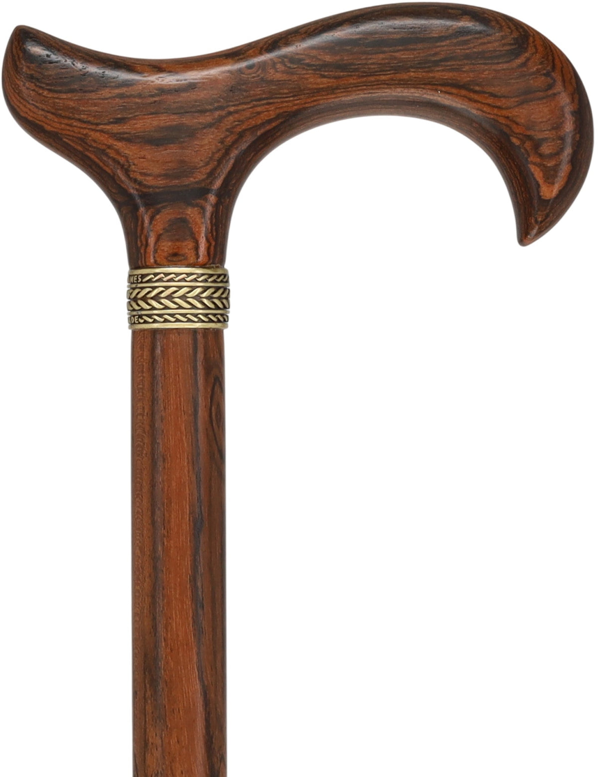 Luxury Natural Bocote Wood Derby Cane - Nature's Design Gold Pewter Collar Derby Classic Walking Canes - Tophatter Daily Deals