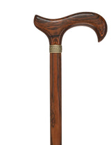Luxury Natural Bocote Wood Derby Cane - Nature's Design Gold Pewter Collar Derby Classic Walking Canes - Tophatter Daily Deals