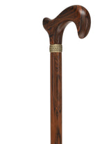 Luxury Natural Bocote Wood Derby Cane - Nature's Design - Collar Option Derby Classic Walking Canes - Tophatter Daily Deals