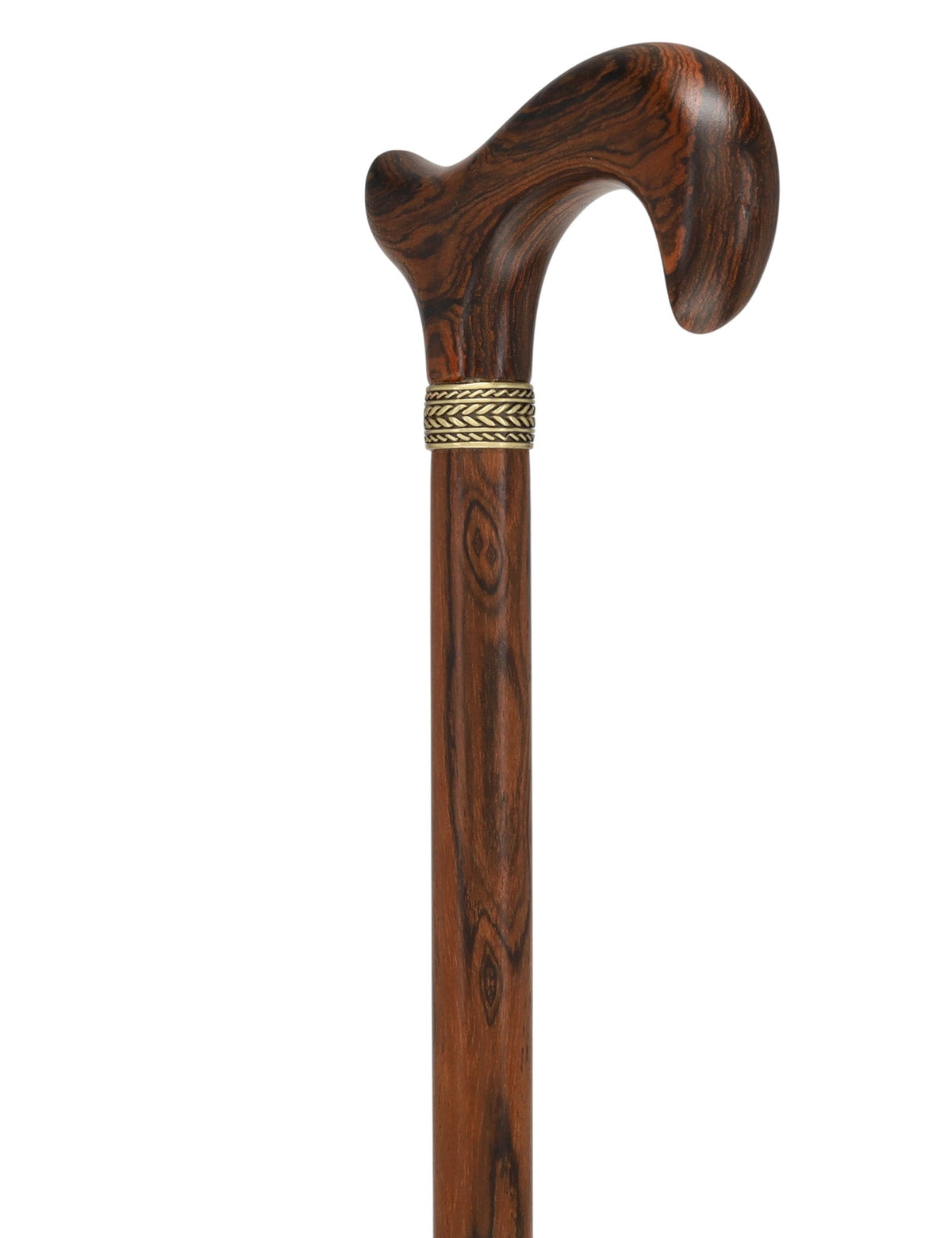 Luxury Natural Bocote Wood Derby Cane - Nature's Design Gold Pewter Collar Derby Classic Walking Canes - Tophatter Daily Deals