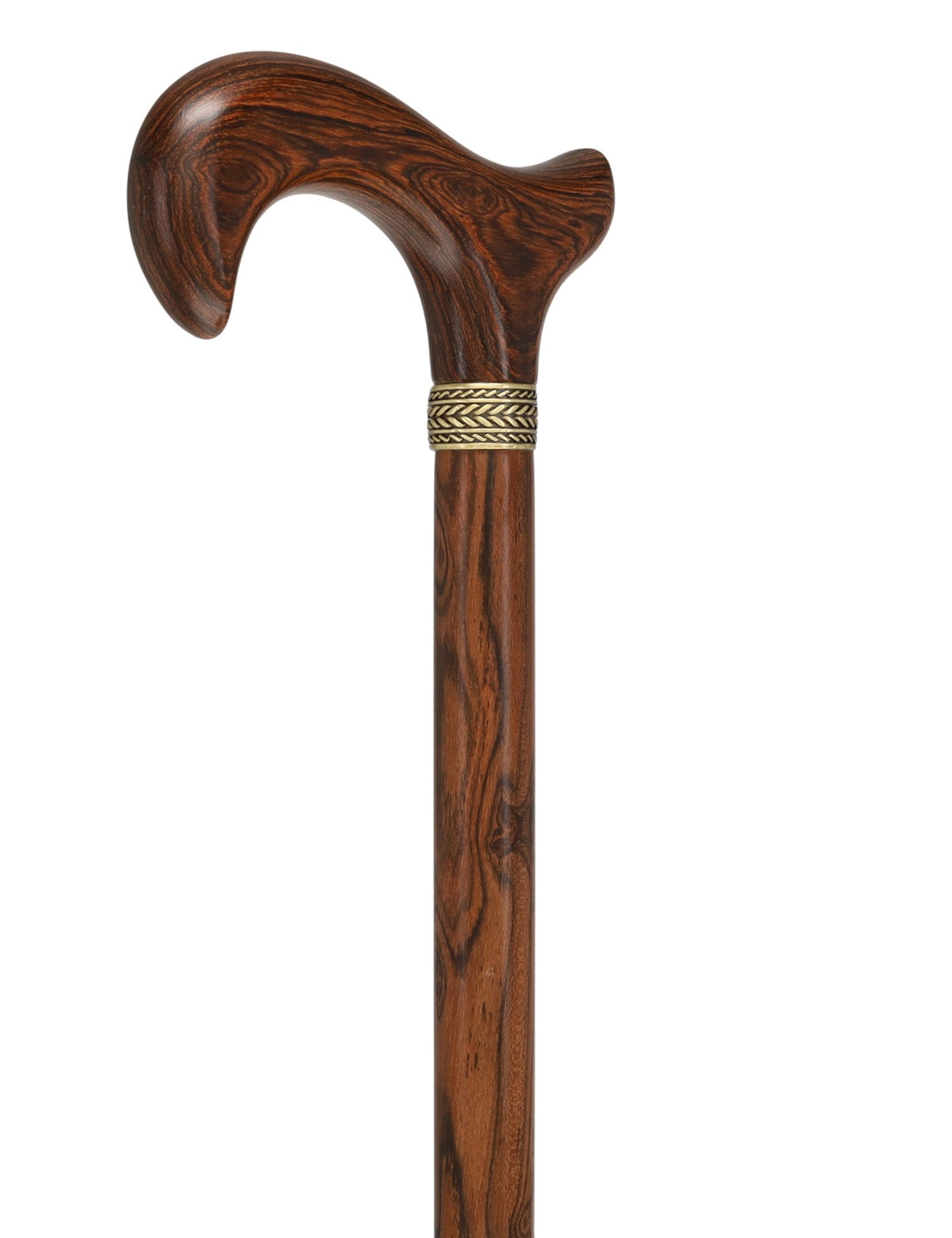 Luxury Natural Bocote Wood Derby Cane - Nature's Design Gold Pewter Collar Derby Classic Walking Canes - Tophatter Daily Deals