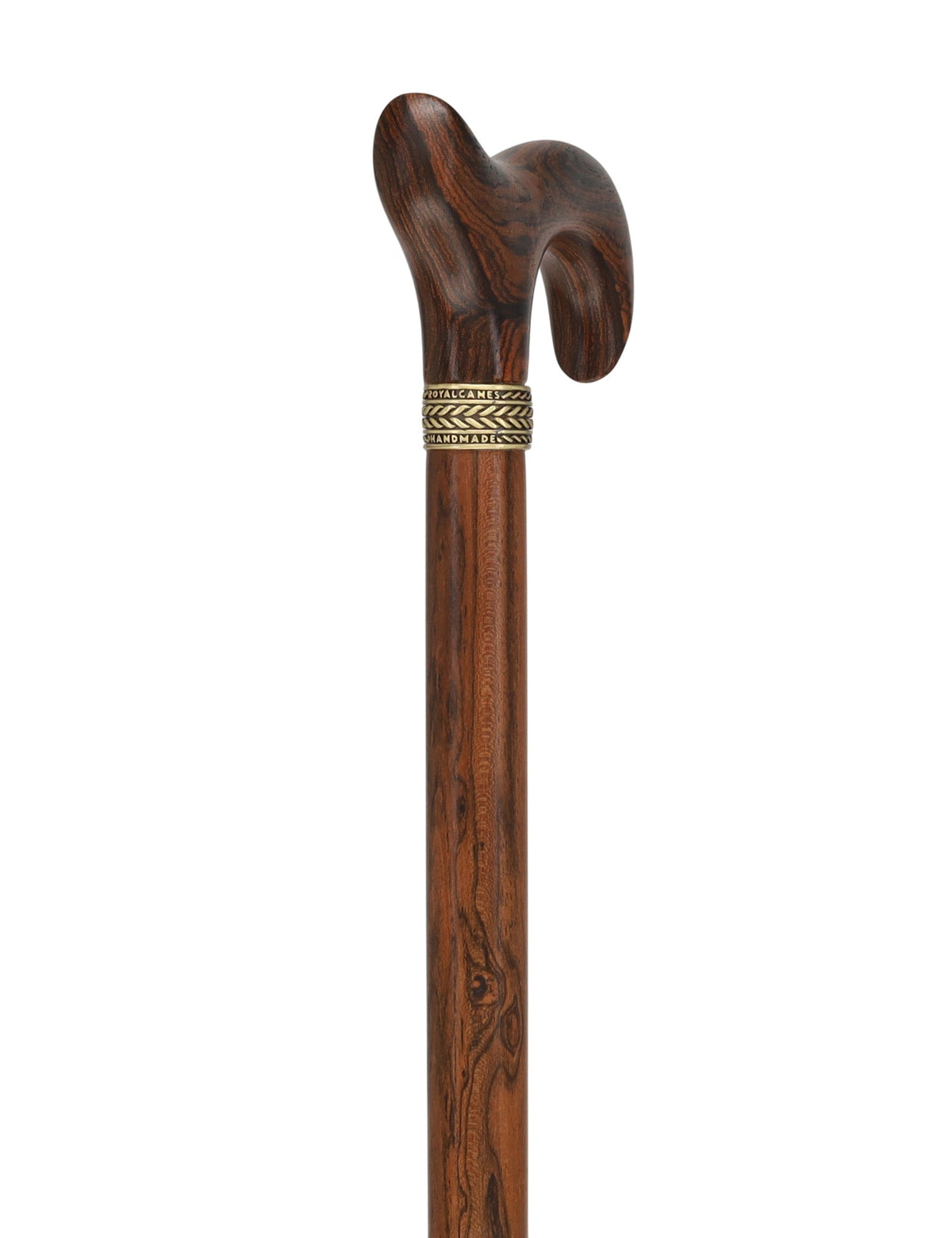 Luxury Natural Bocote Wood Derby Cane - Nature's Design Gold Pewter Collar Derby Classic Walking Canes - Tophatter Daily Deals