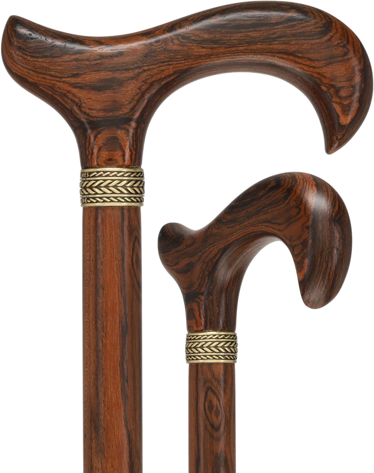 Luxury Natural Bocote Wood Derby Cane - Nature's Design - Collar Option Pewter Design Derby Classic Walking Canes - Tophatter Daily Deals