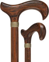 Luxury Natural Bocote Wood Derby Cane - Nature's Design - Collar Option Pewter Design Derby Classic Walking Canes - Tophatter Daily Deals