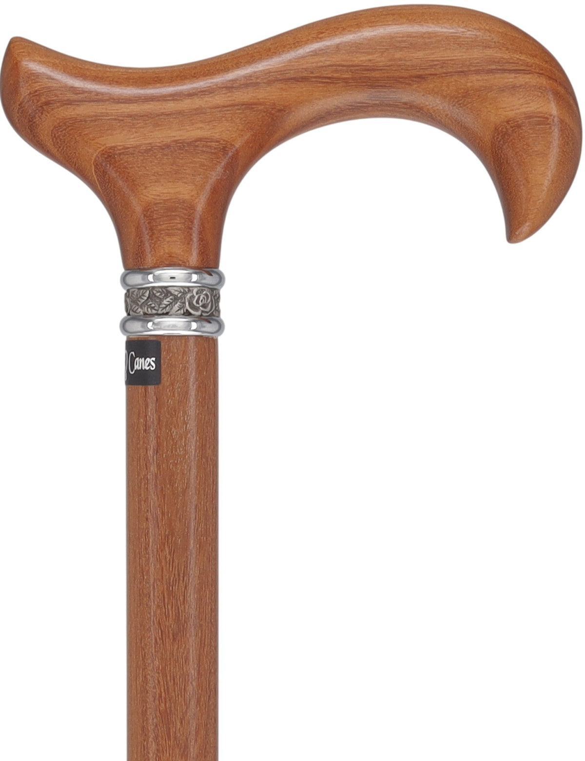 Afromosia Derby Cane: Distinct Afromosia Wood, Pewter Collar Derby Classic Walking Canes - Tophatter Daily Deals