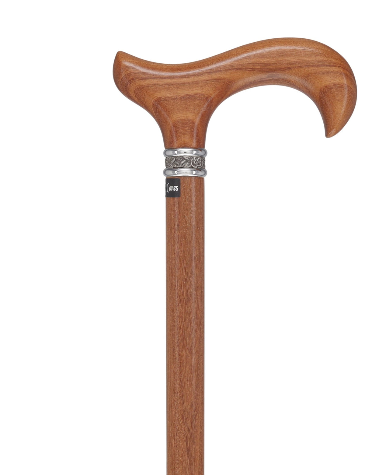 Afromosia Derby Cane: Distinct Afromosia Wood, Pewter Collar Derby Classic Walking Canes - Tophatter Daily Deals