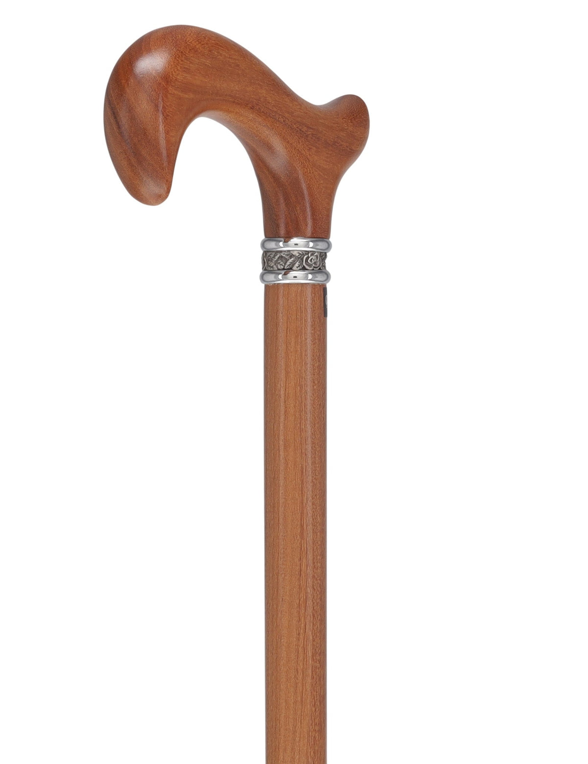 Afromosia Derby Cane: Distinct Afromosia Wood, Pewter Collar Derby Classic Walking Canes - Tophatter Daily Deals
