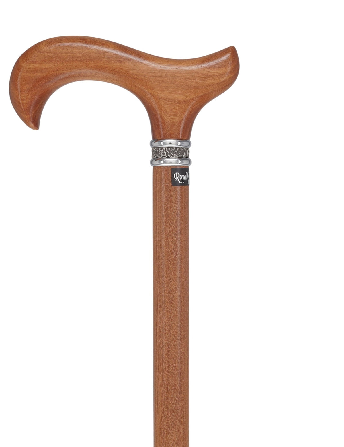 Afromosia Derby Cane: Distinct Afromosia Wood, Pewter Collar Derby Classic Walking Canes - Tophatter Daily Deals