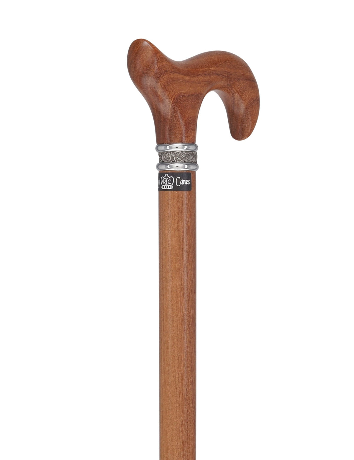 Afromosia Derby Cane: Distinct Afromosia Wood, Pewter Collar Derby Classic Walking Canes - Tophatter Daily Deals