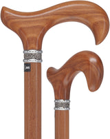 Afromosia Derby Cane: Distinct Afromosia Wood, Pewter Collar Rose Collar Derby Classic Walking Canes - Tophatter Daily Deals