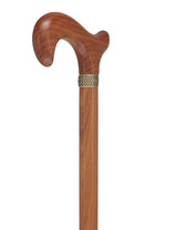 Derby Handle - Afromosia Wood -Standard Size Pewter Collar Derby Classic Walking Canes - Tophatter Daily Deals