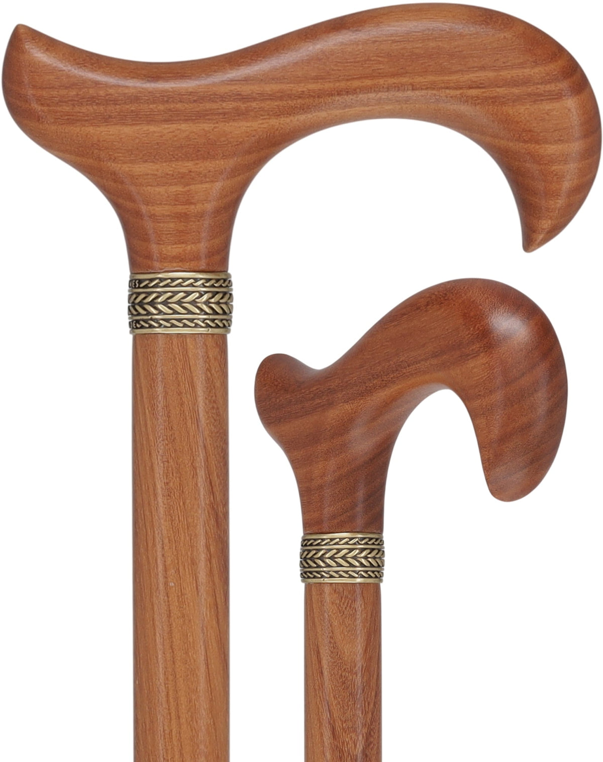 Derby Handle - Afromosia Wood -Standard Size Pewter Collar Derby Classic Walking Canes - Tophatter Daily Deals