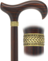 Luxury Derby Cane: Radiant Genuine Ebony Wood, Pewter Collar Option Derby Classic Walking Canes - Tophatter Daily Deals