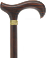 Luxury Derby Cane: Radiant Genuine Ebony Wood, Pewter Gold Collar Derby Classic Walking Canes - Tophatter Daily Deals