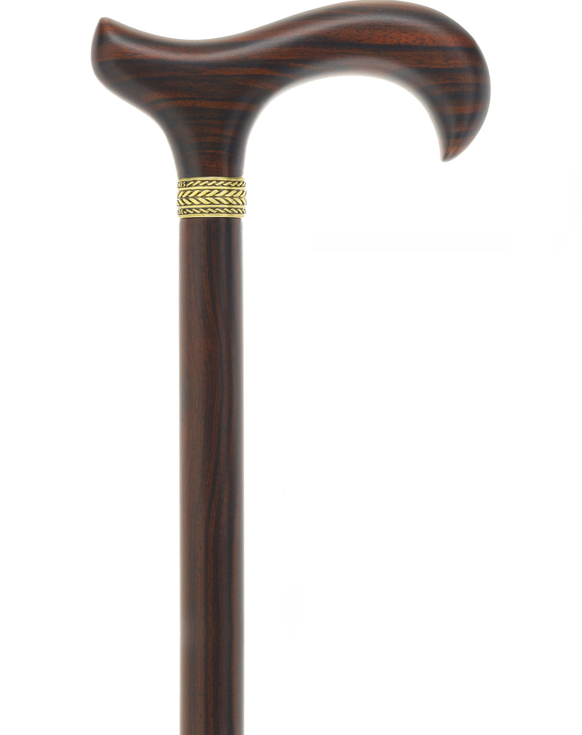 Luxury Derby Cane: Radiant Genuine Ebony Wood, Pewter Gold Collar Derby Classic Walking Canes - Tophatter Daily Deals