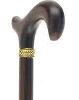 Luxury Derby Cane: Radiant Genuine Ebony Wood, Pewter Gold Collar Derby Classic Walking Canes - Tophatter Daily Deals