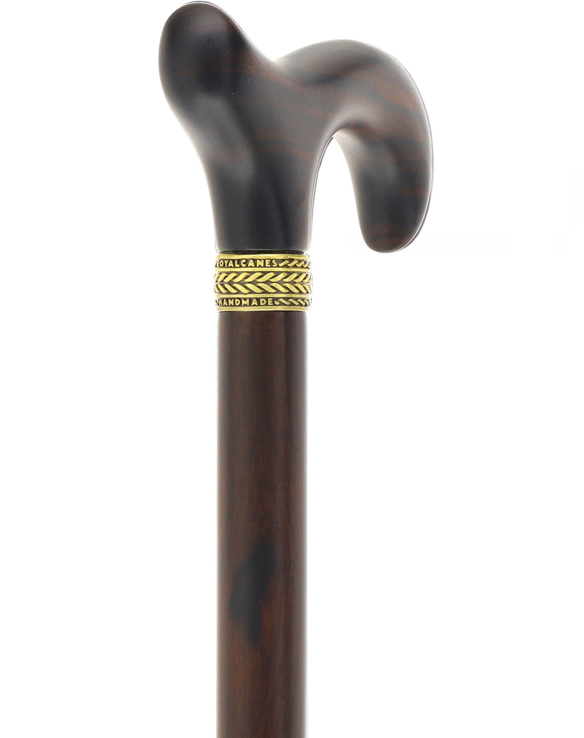 Luxury Derby Cane: Radiant Genuine Ebony Wood, Pewter Gold Collar Derby Classic Walking Canes - Tophatter Daily Deals