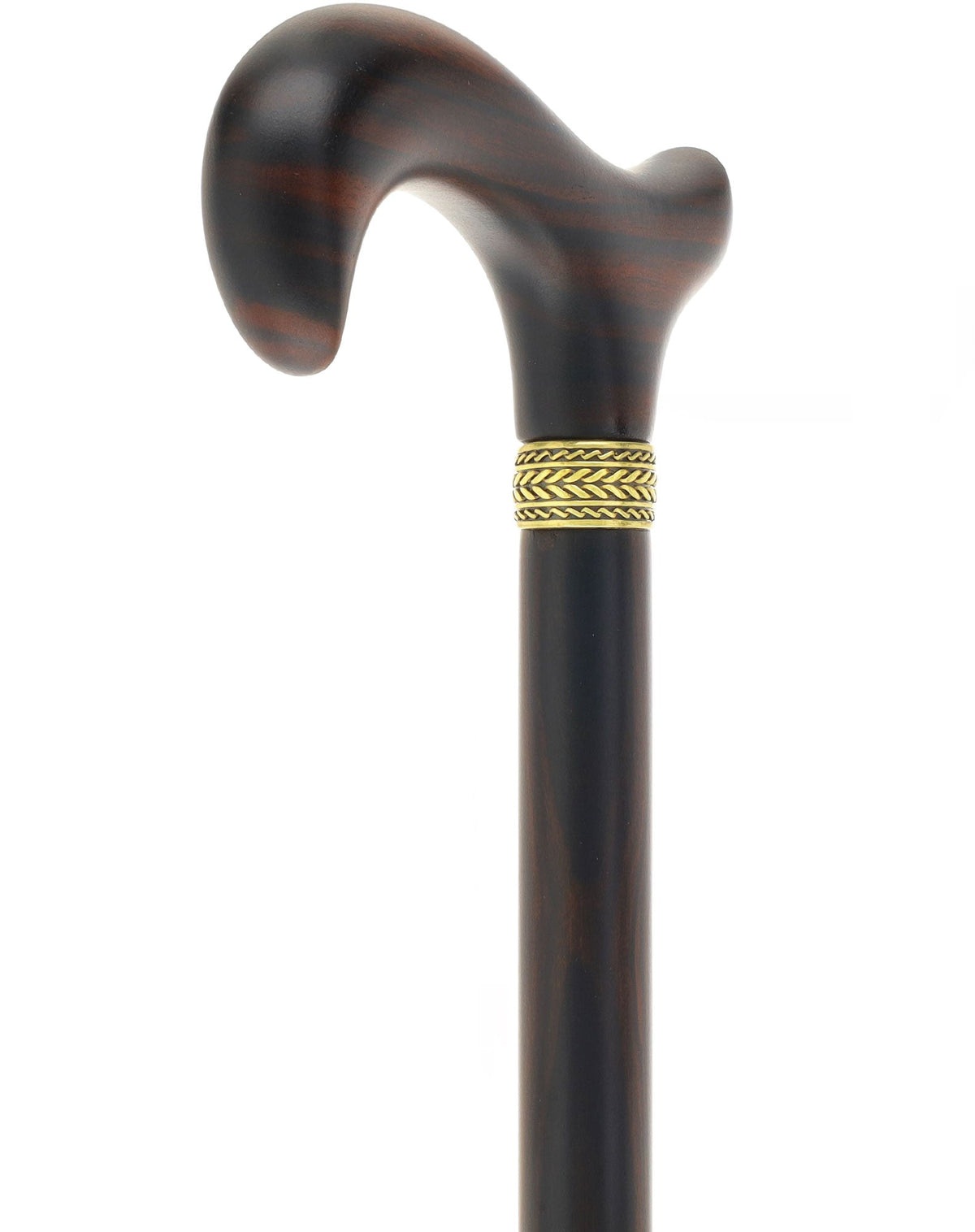 Luxury Derby Cane: Radiant Genuine Ebony Wood, Pewter Gold Collar Derby Classic Walking Canes - Tophatter Daily Deals