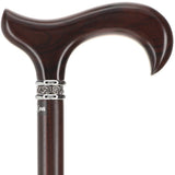 Luxury Derby Cane: Radiant Genuine Ebony Wood, Pewter Collar Option Derby Classic Walking Canes - Tophatter Daily Deals