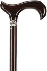 Luxury Derby Cane: Radiant Genuine Ebony Wood, Pewter Collar Option Derby Classic Walking Canes - Tophatter Daily Deals