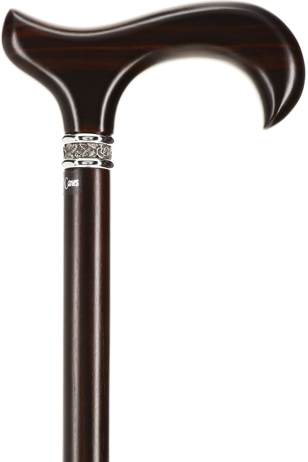 Luxury Derby Cane: Radiant Genuine Ebony Wood, Pewter Collar Option Derby Classic Walking Canes - Tophatter Daily Deals