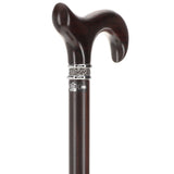Luxury Derby Cane: Radiant Genuine Ebony Wood, Pewter Collar Option Derby Classic Walking Canes - Tophatter Daily Deals