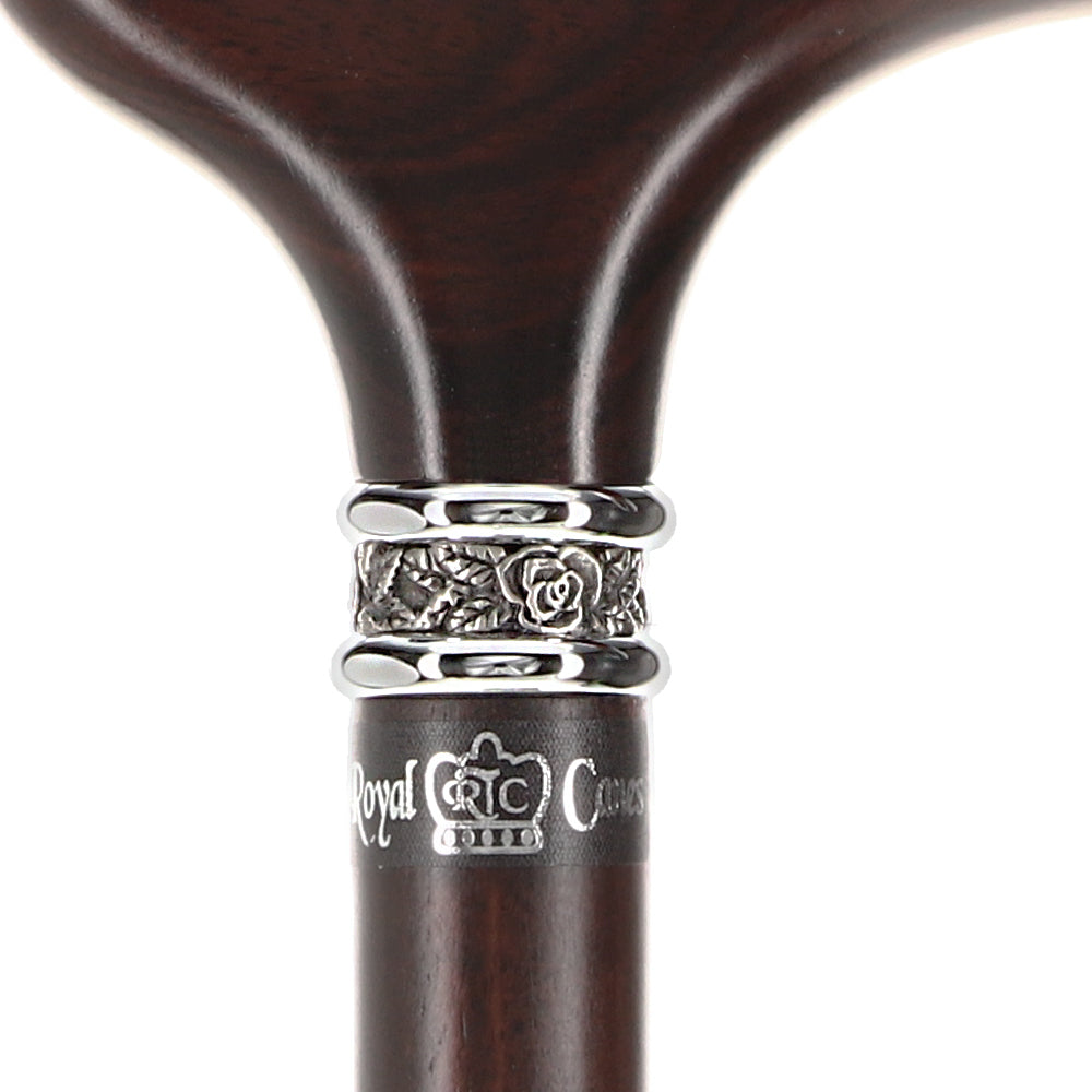 Luxury Derby Cane: Radiant Genuine Ebony Wood, Pewter Collar Option Derby Classic Walking Canes - Tophatter Daily Deals