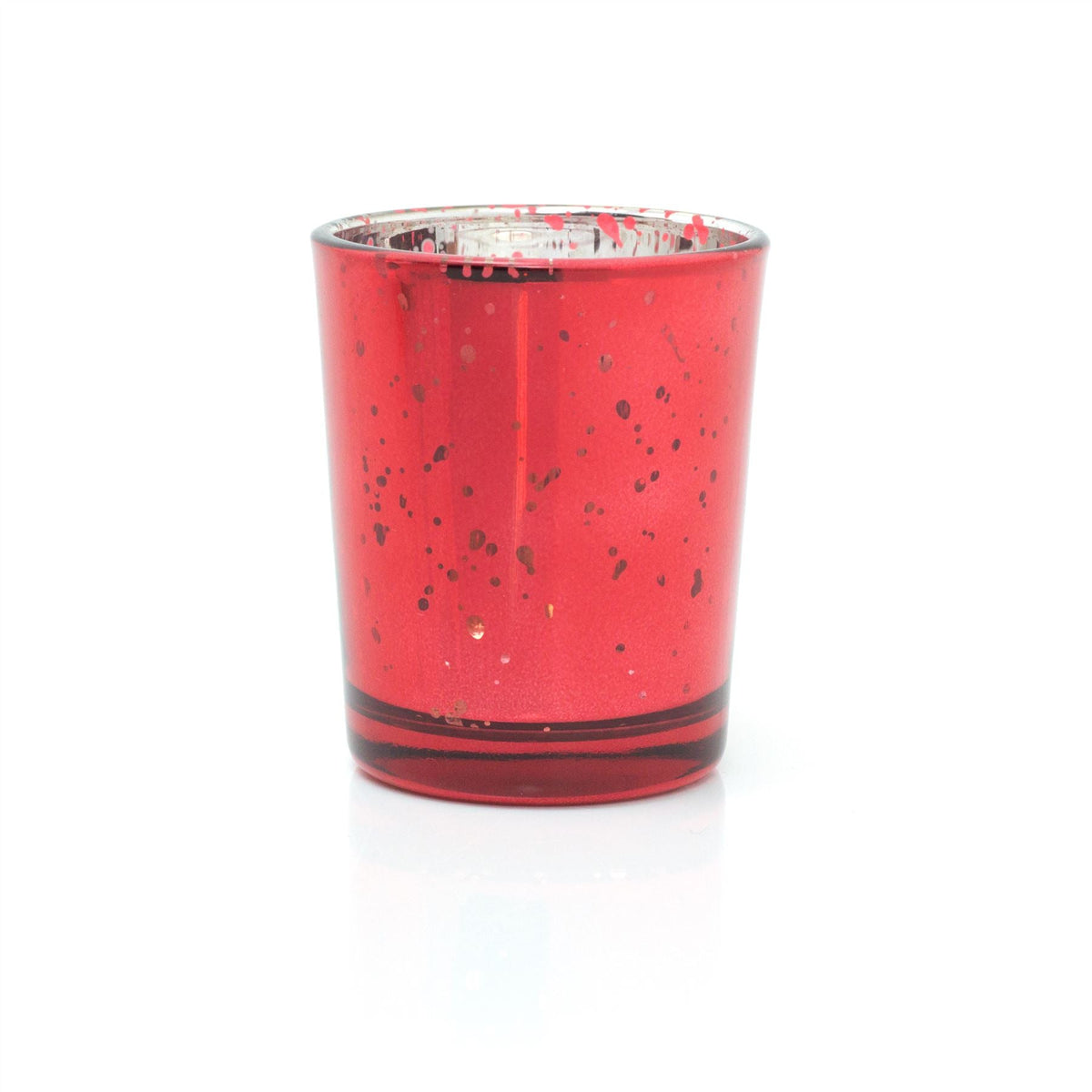 Red Speckled Tealight Holder | Red Mercury Effect Glass Tealight Holder | Glass Candle Holder Candle Pot Candle Holder - Tophatter Daily Deals