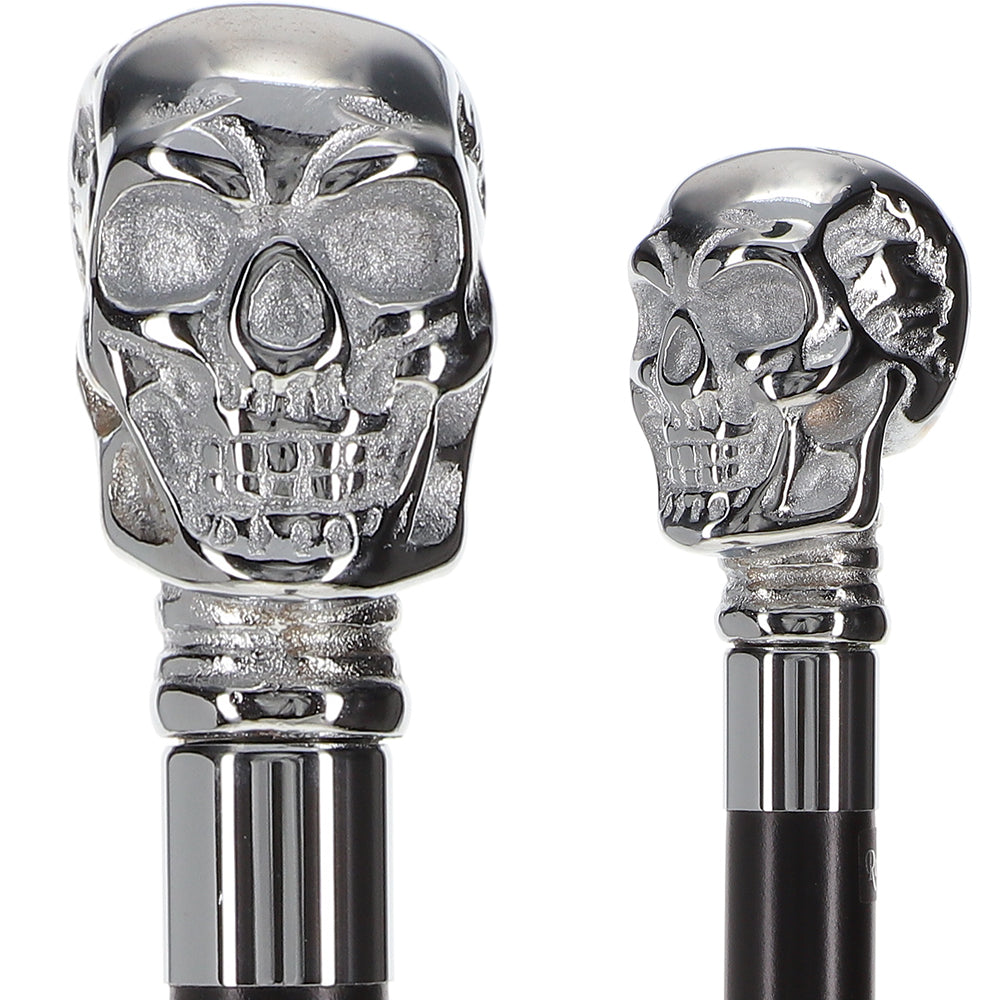 Premium Brass Chrome Skull Handle Stick: Black Beechwood Skull Walking Canes Dragon Walking Canes - Tophatter Daily Deals