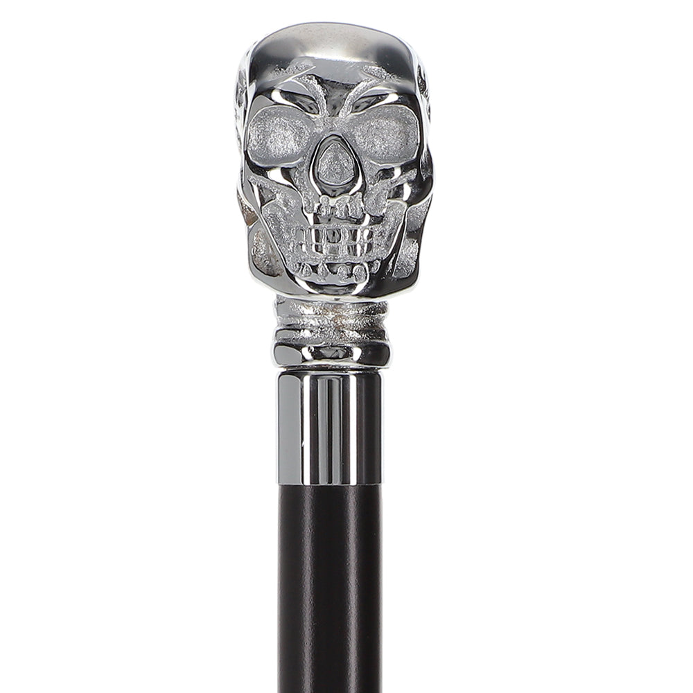 Premium Brass Chrome Skull Handle Stick: Black Beechwood Skull Walking Canes Dragon Walking Canes - Tophatter Daily Deals