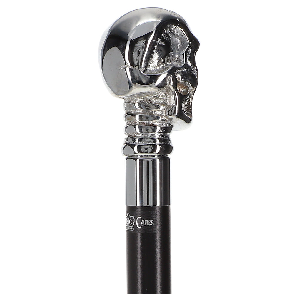 Premium Brass Chrome Skull Handle Stick: Black Beechwood Skull Walking Canes Dragon Walking Canes - Tophatter Daily Deals