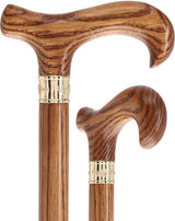 Super Strong & Extra Long Oak Derby Cane: Gold Accent Collar by Royal Canes Extra Strong Walking Canes - Tophatter Daily Deals