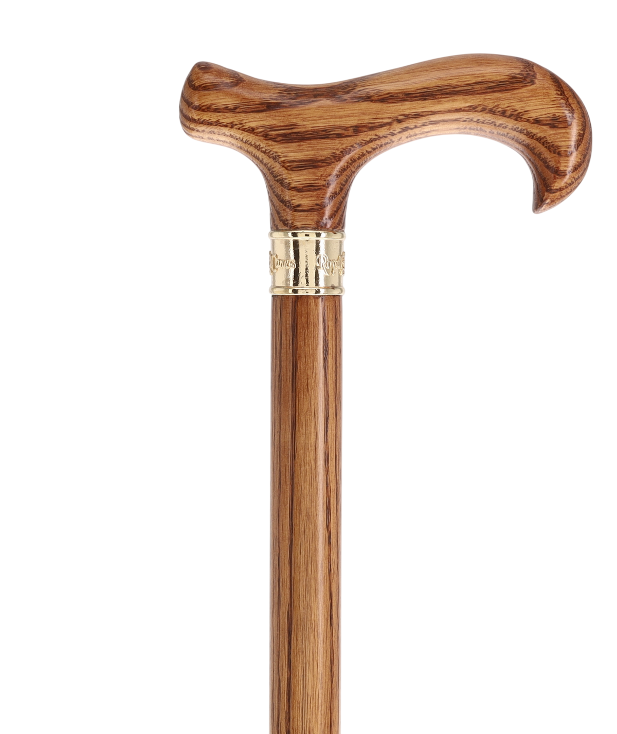 Super Strong & Extra Long Oak Derby Cane: Gold Accent Collar by Royal Canes Extra Strong Walking Canes - Tophatter Daily Deals