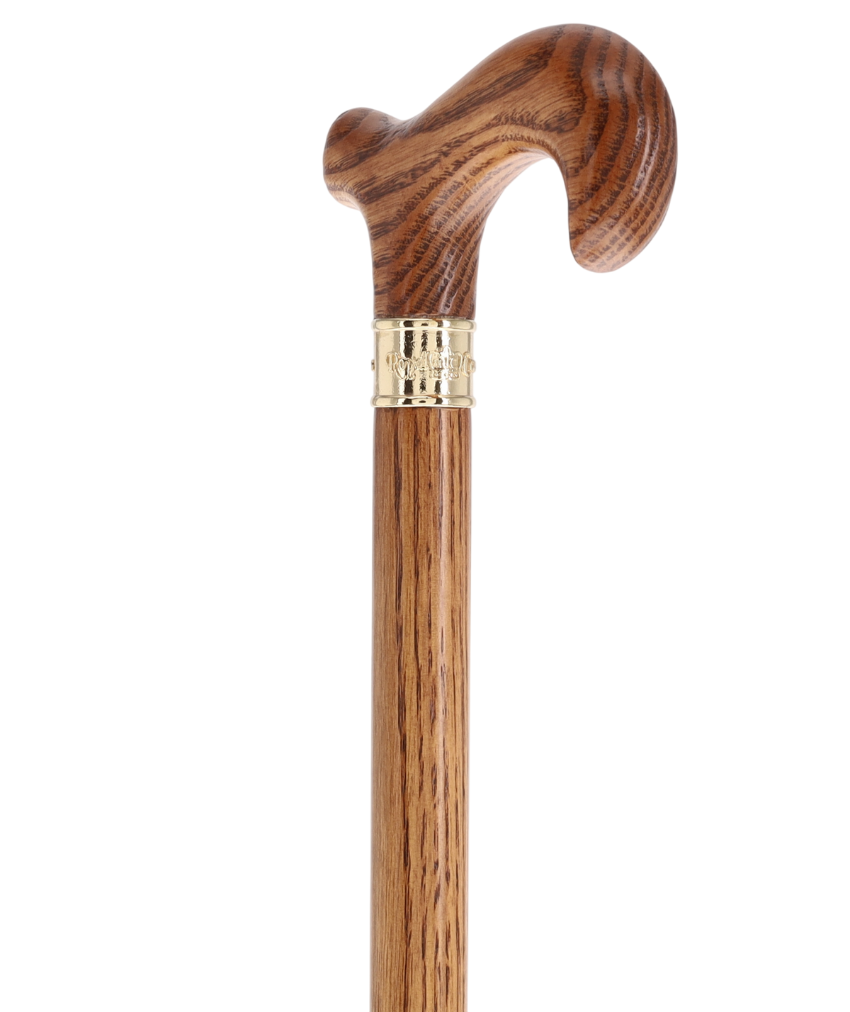 Super Strong & Extra Long Oak Derby Cane: Gold Accent Collar by Royal Canes Extra Strong Walking Canes - Tophatter Daily Deals