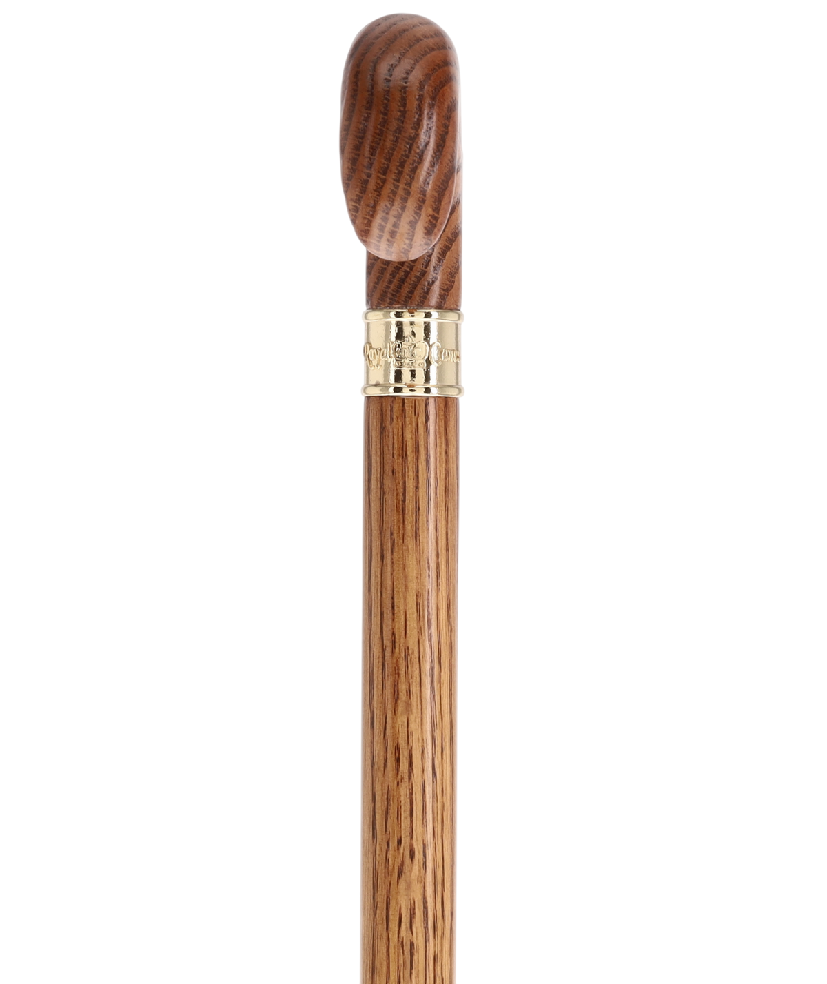 Super Strong & Extra Long Oak Derby Cane: Gold Accent Collar by Royal Canes Extra Strong Walking Canes - Tophatter Daily Deals