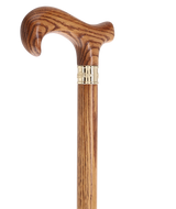 Super Strong & Extra Long Oak Derby Cane: Gold Accent Collar by Royal Canes Extra Strong Walking Canes - Tophatter Daily Deals