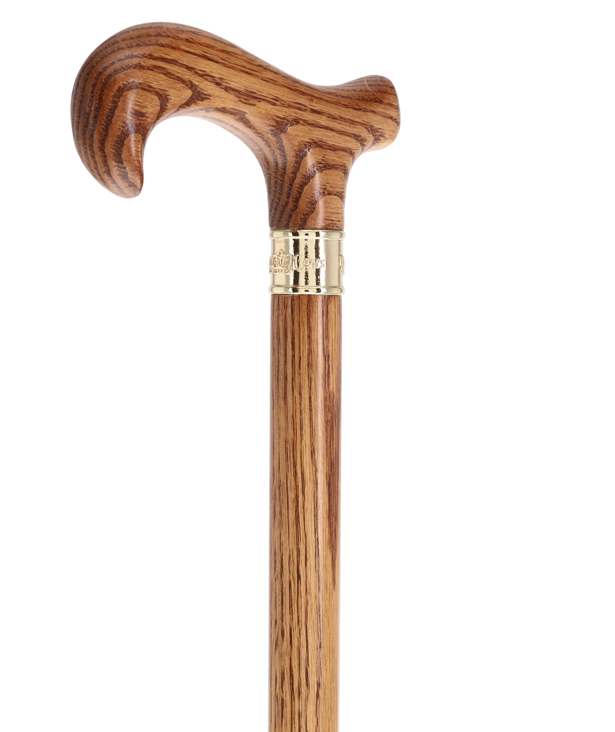 Super Strong & Extra Long Oak Derby Cane: Gold Accent Collar by Royal Canes Extra Strong Walking Canes - Tophatter Daily Deals