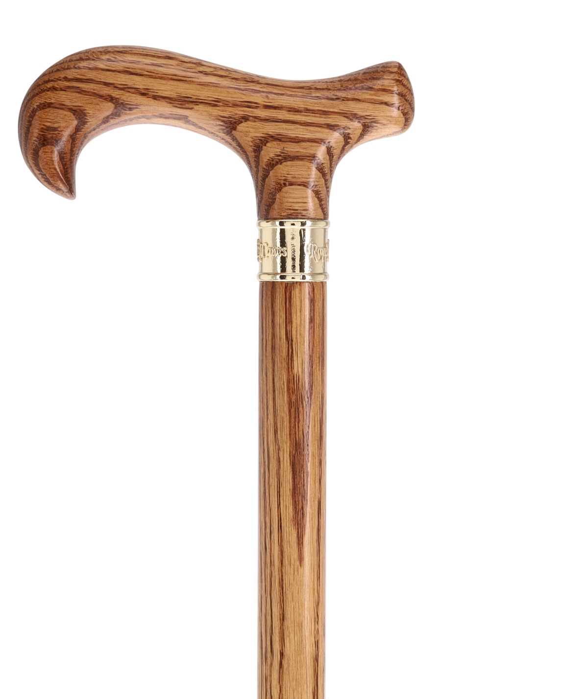 Super Strong & Extra Long Oak Derby Cane: Gold Accent Collar by Royal Canes Extra Strong Walking Canes - Tophatter Daily Deals
