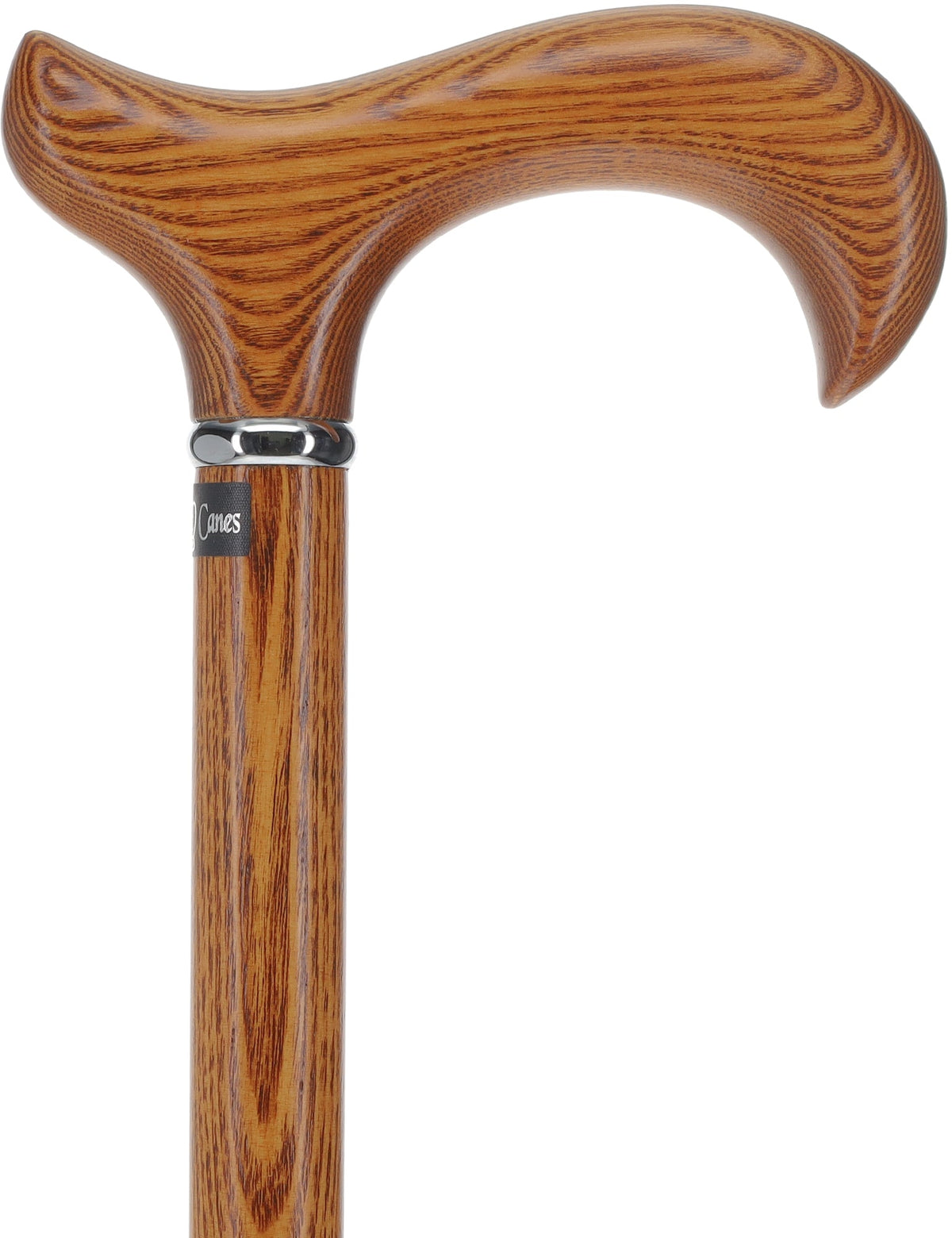 Espresso Natural Ash Derby Walking Cane with Silver Collar Standard to Larger Hand Derby Classic Walking Canes - Tophatter Daily Deals