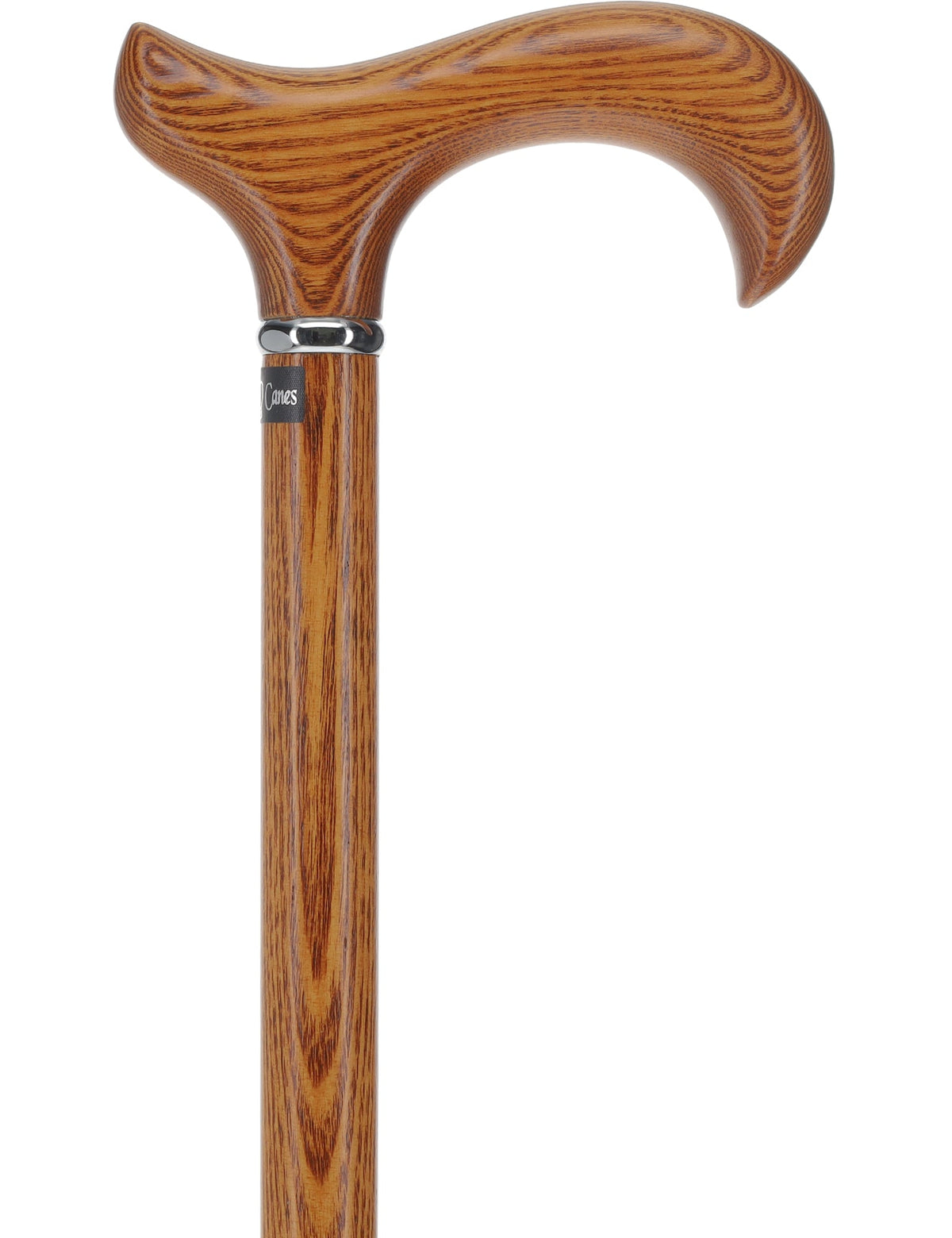 Espresso Natural Ash Derby Walking Cane with Silver Collar Derby Classic Walking Canes - Tophatter Daily Deals