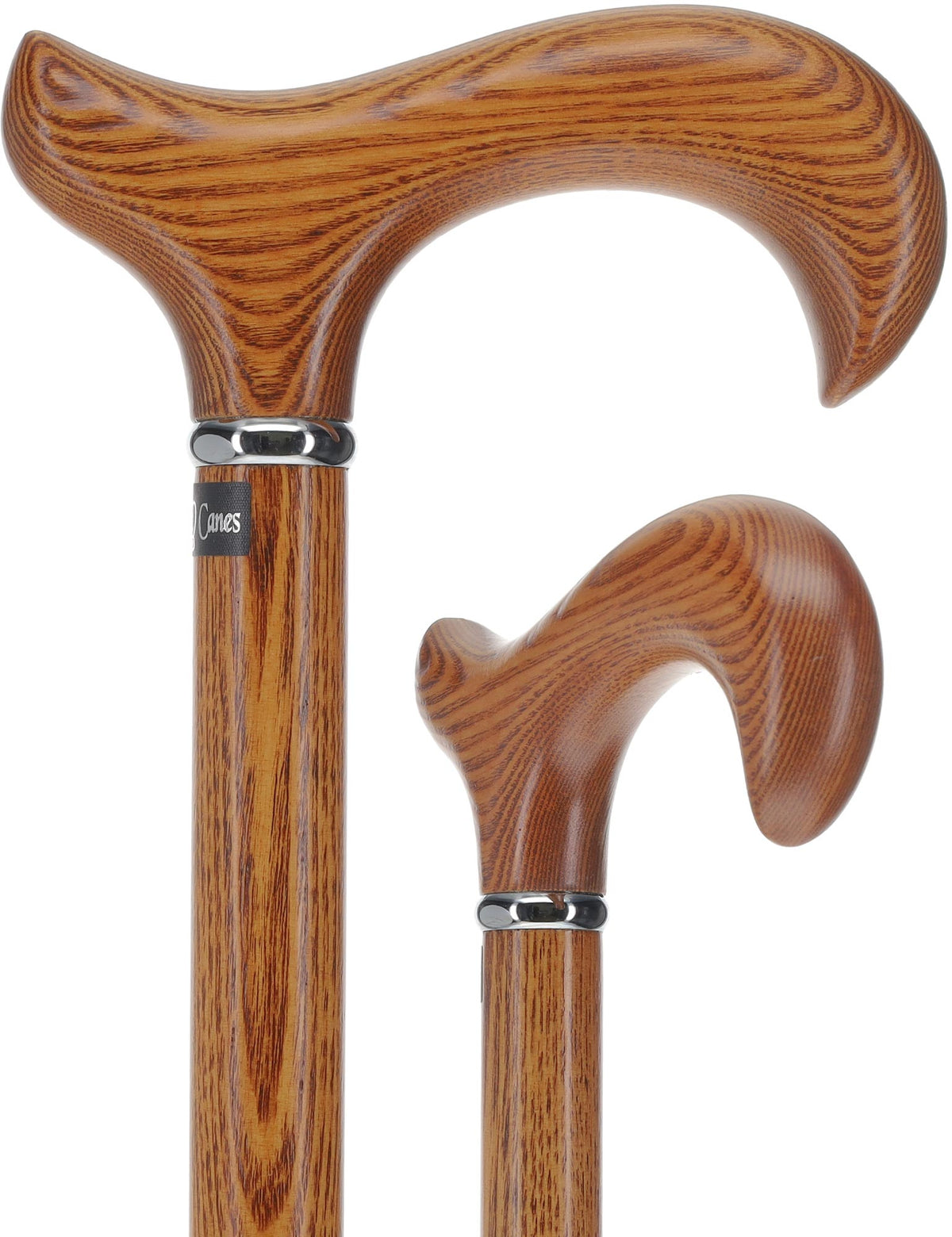 Espresso Natural Ash Derby Walking Cane with Silver Collar Derby Classic Walking Canes - Tophatter Daily Deals