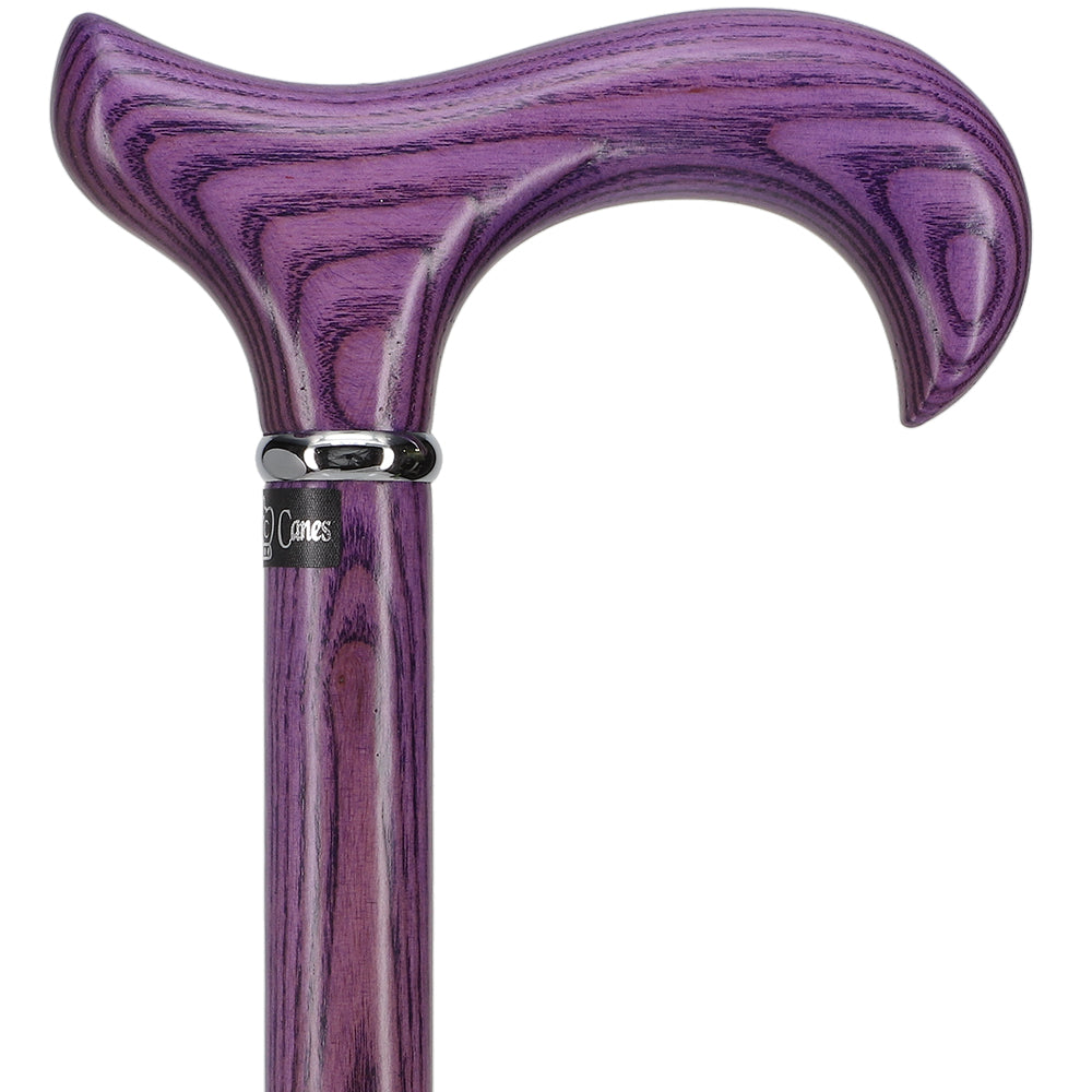 Vivid Purple Derby Walking Cane With Ash Wood Shaft and Silver Collar w/ SafeTbase Safetbase Canes - Tophatter Daily Deals