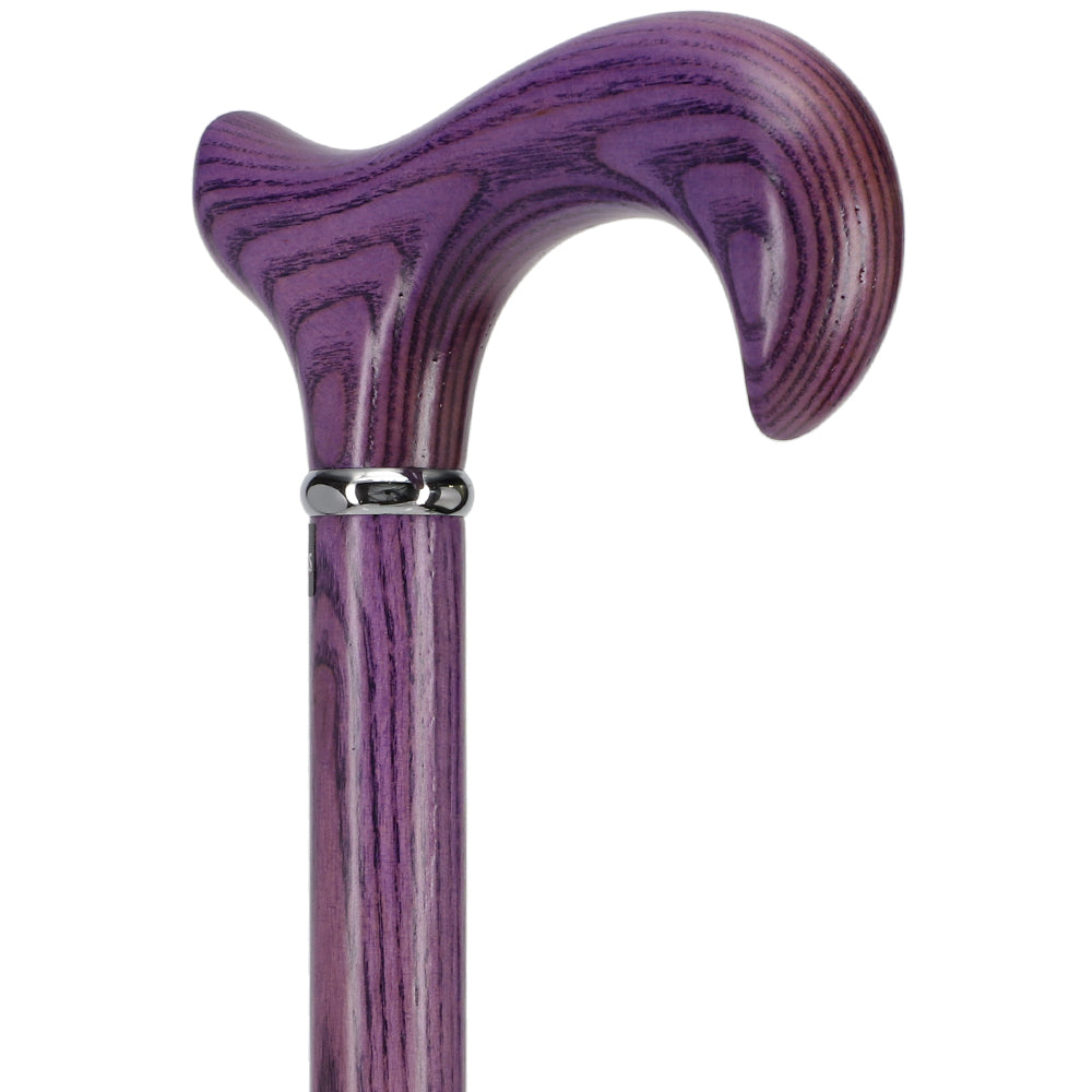 Vivid Purple Derby Walking Cane With Ash Wood Shaft and Silver Collar w/ SafeTbase Safetbase Canes - Tophatter Daily Deals
