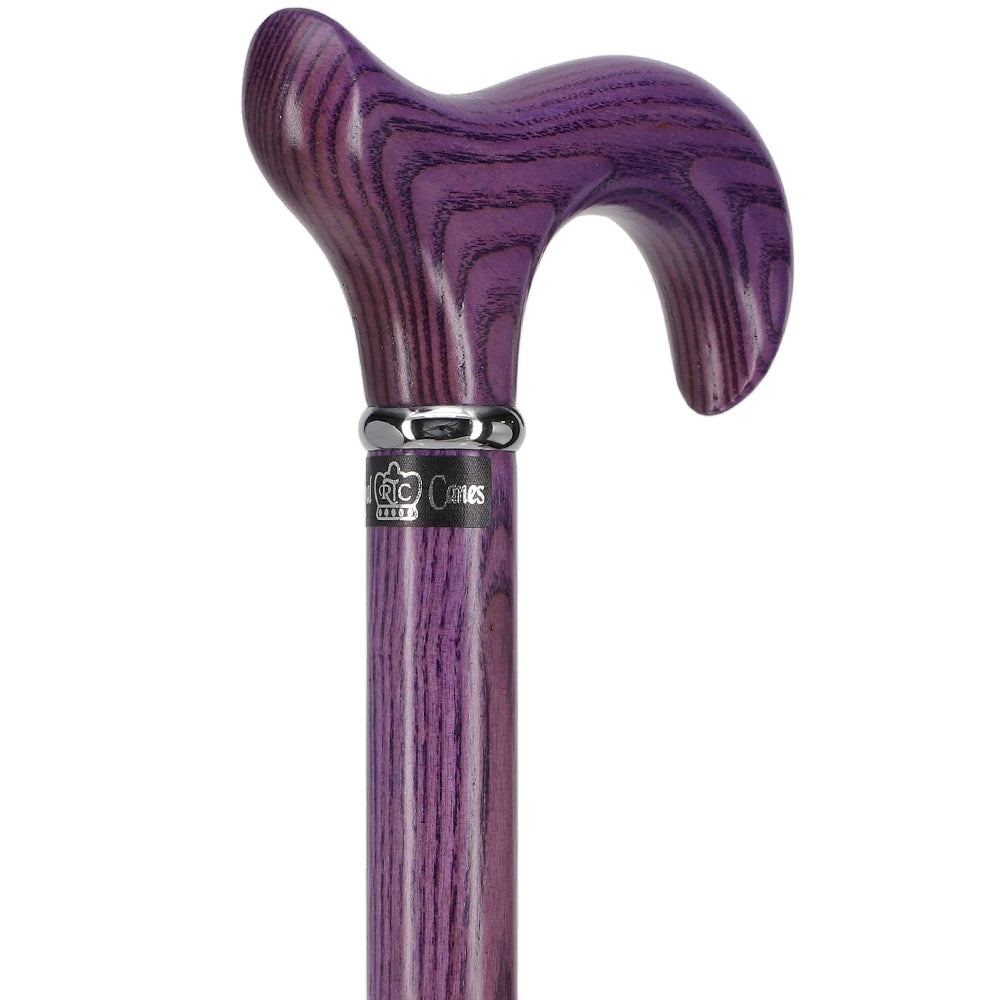 Vivid Purple Derby Walking Cane With Ash Wood Shaft and Silver Collar w/ SafeTbase Safetbase Canes - Tophatter Daily Deals