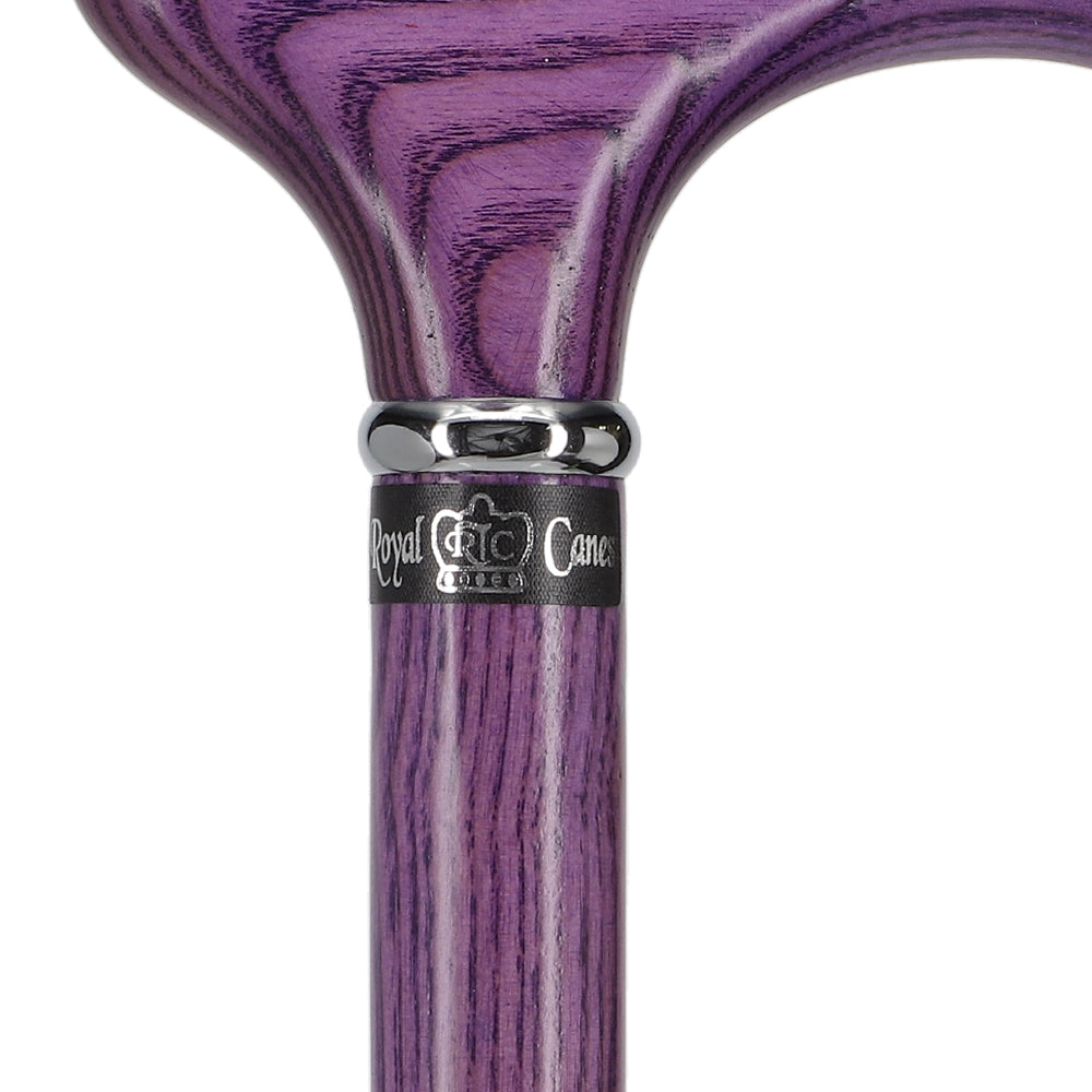 Vivid Purple Derby Walking Cane With Ash Wood Shaft and Silver Collar w/ SafeTbase Safetbase Canes - Tophatter Daily Deals