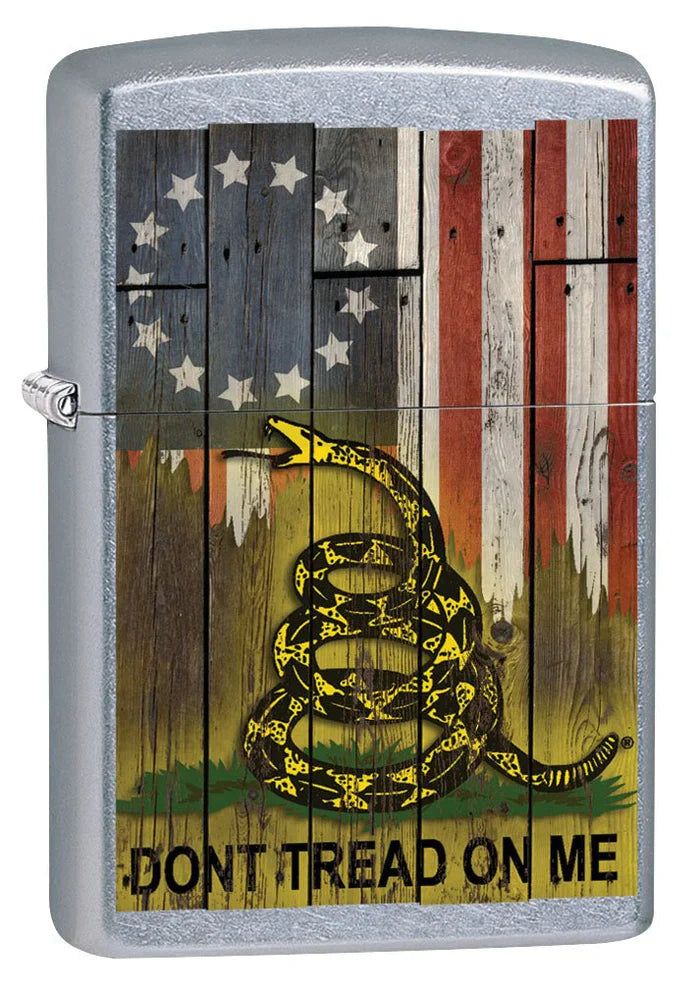 Zippo Lighter: Don't Tread on Me with Flag - Street Chrome 80901 - Tophatter Daily Deals