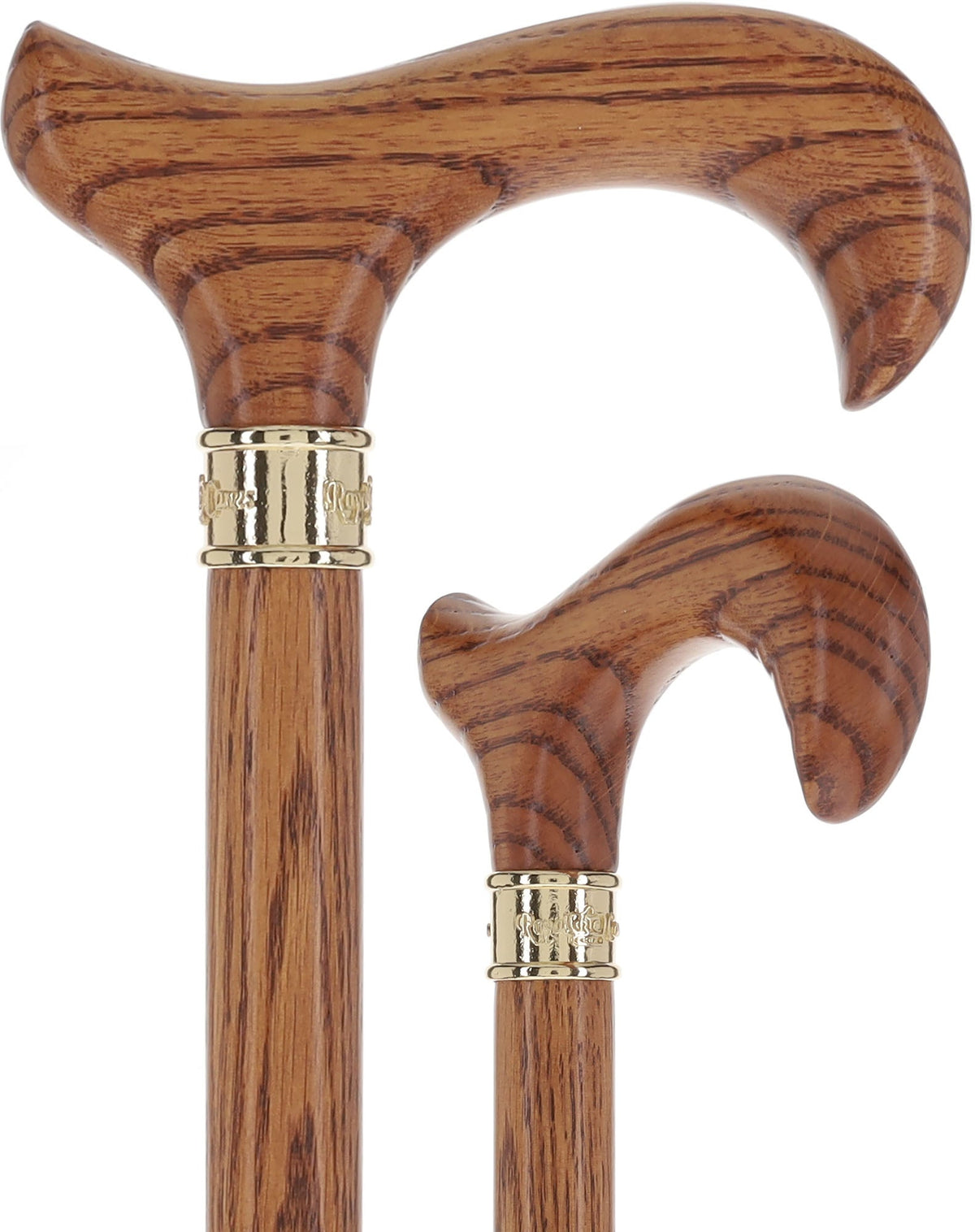 Strong Natural Oak Derby Walking Cane & Brass Embossed Collar Derby Classic Walking Canes - Tophatter Daily Deals