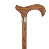 Strong Natural Oak Derby Walking Cane & Brass Embossed Collar Derby Classic Walking Canes - Tophatter Daily Deals
